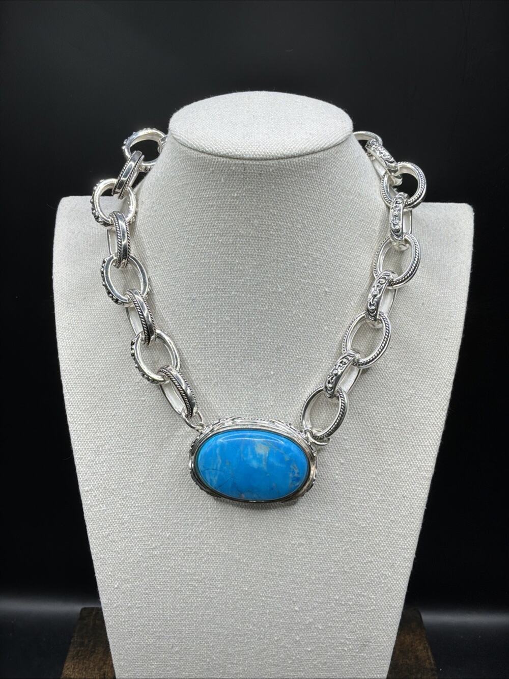 Barse Jubilee Statement Necklace- Magnesite- Silver- NWT